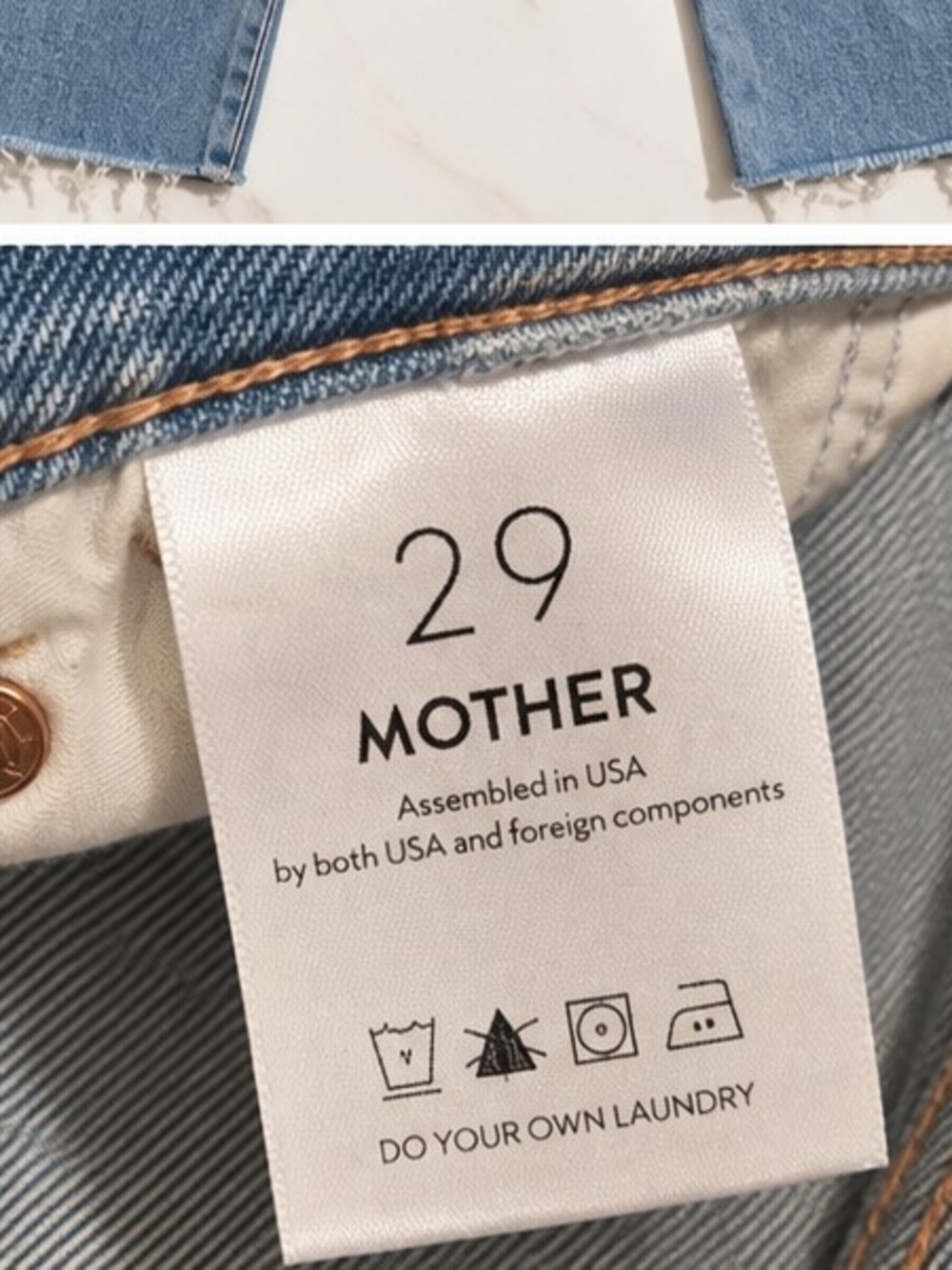 MOTHER Light Blue Straight-Leg Jeans with Raw Hem